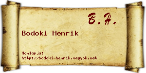Bodoki Henrik névjegykártya